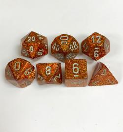 Glitter-Gold/Silver Polyhedral Roleplaying Dice Set (7)