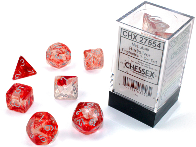 Chessex Nebula Polyhedral Red/silver Luminary 7-Die Set