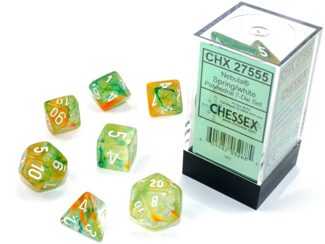 Nebula Polyhedral Spring/white Luminary 7-Die Set