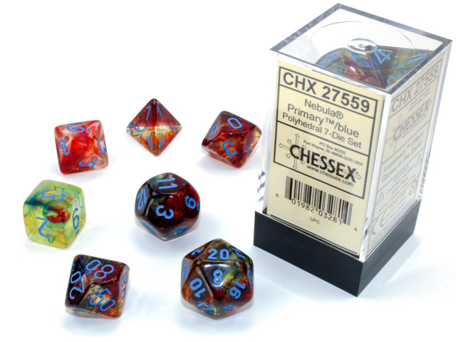 Nebula Polyhedral Primary/turquoise Luminary 7-Die Set