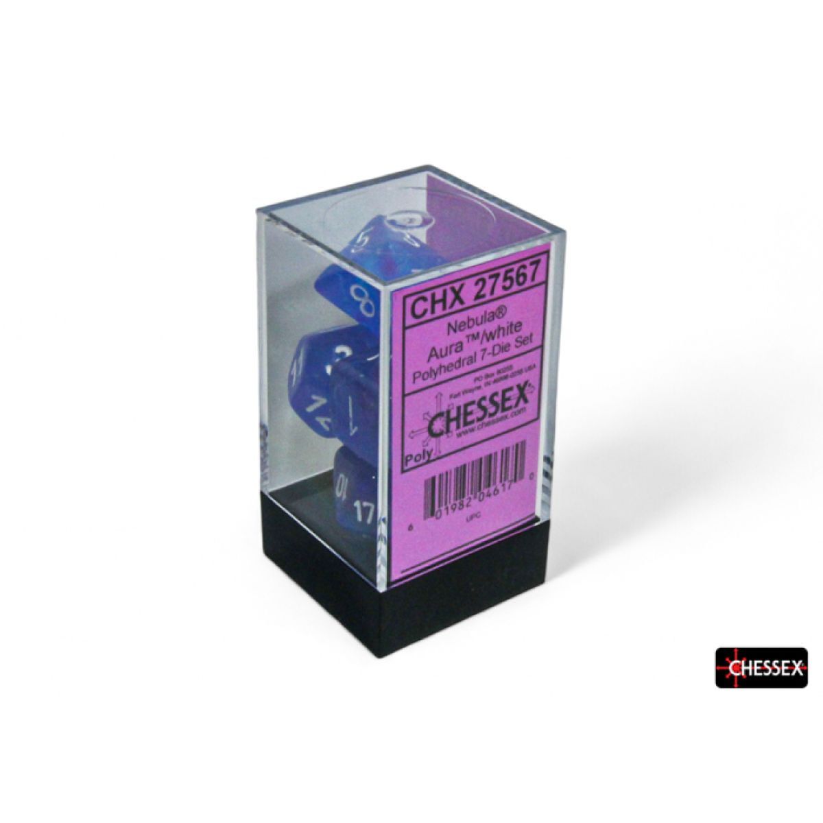 Nebula Aura/white Luminary Polyhedral 7-Dice Set