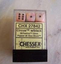 Festive: 12mm D6 Circus/Black Set (36)