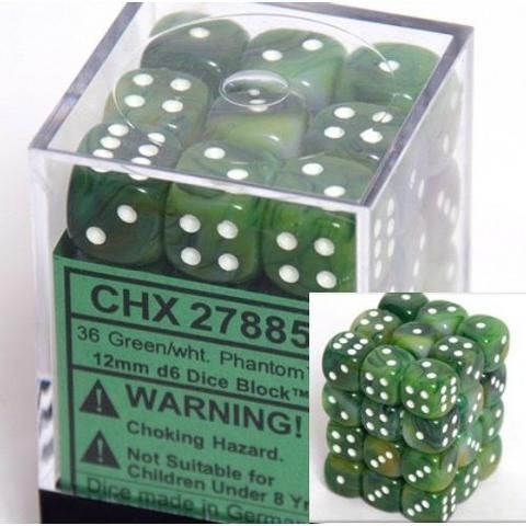 Phantom 12mm d6 Green/White Block (36)
