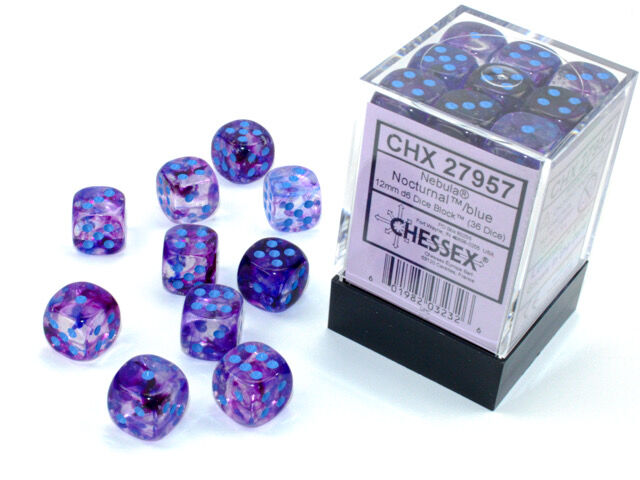 Nebula 12mm d6 Nocturnal/blue Luminary Dice Block