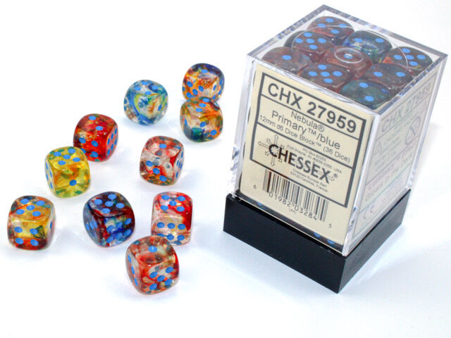 Nebula 12mm d6 Primary/blue Luminary Dice Block (36)
