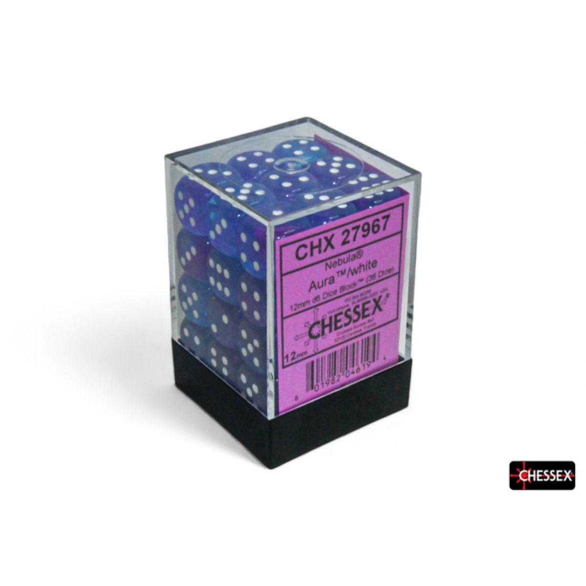 Nebula Aura/white Luminary 12mm d6 Dice Block (36 dice)