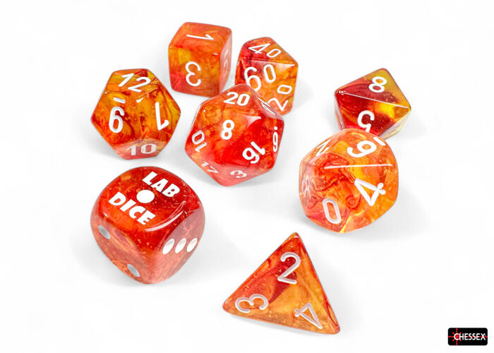 Nebula Molten/white Luminary Polyhedral 7-Dice Set