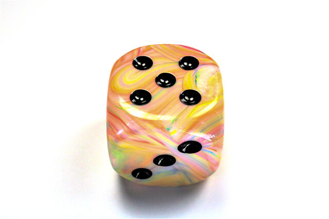 Festive Circus/Black 50mm Single d6 Die with Pips