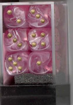 D6 Dice Set - 16mm Easter Pink/Gold (12)