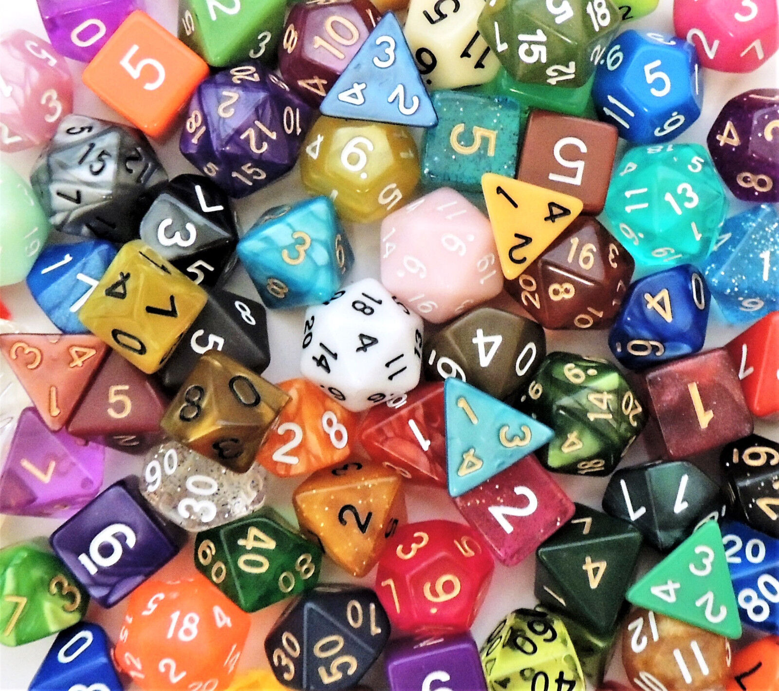 Chessex Dice Sets: Bag of 50 - Assorted loose Mini-Polyhedral d20s