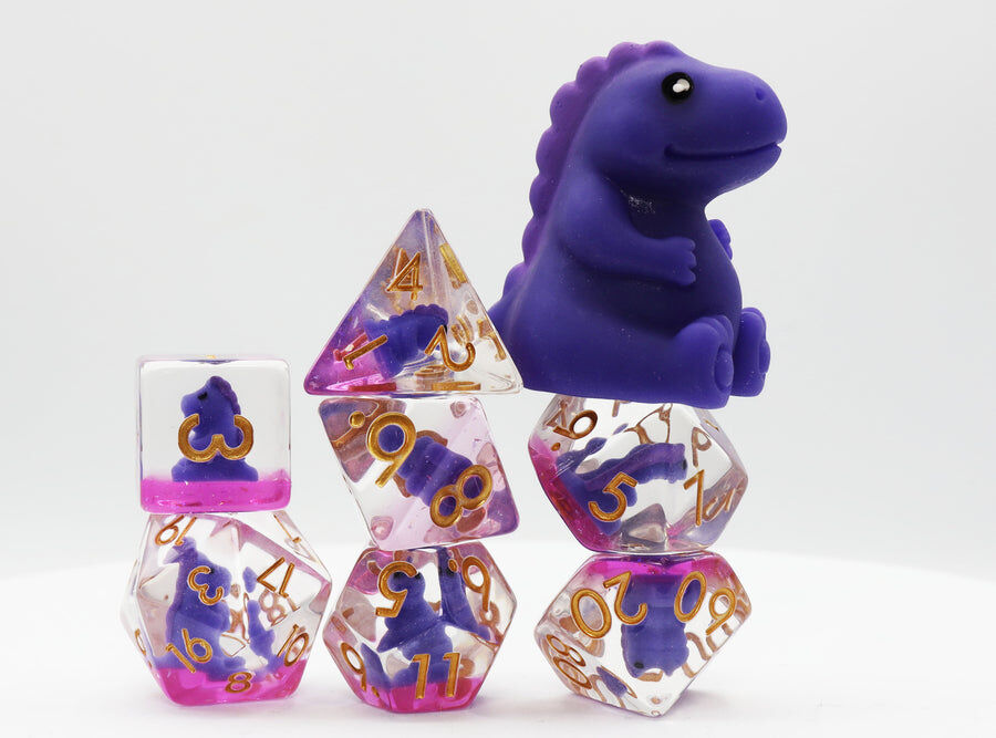 Purple T-Rex RPG Dice Set