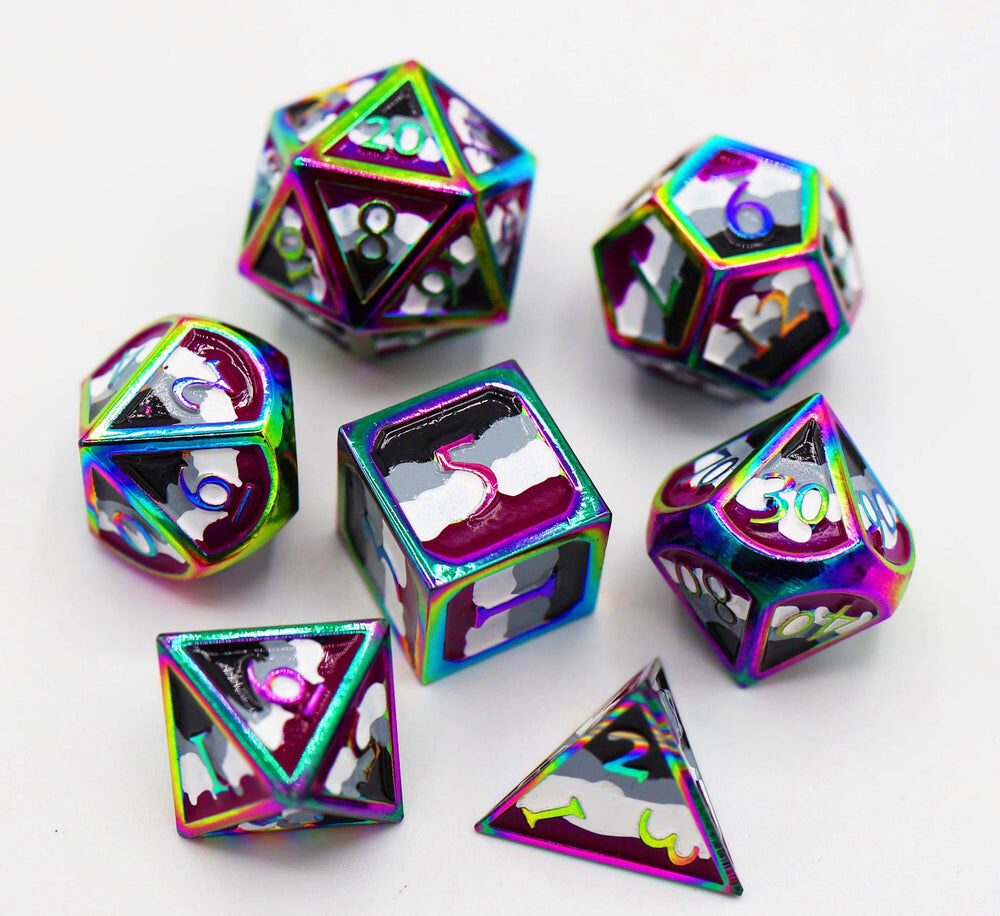 Asexual Pride Flag - Metal RPG Dice Set