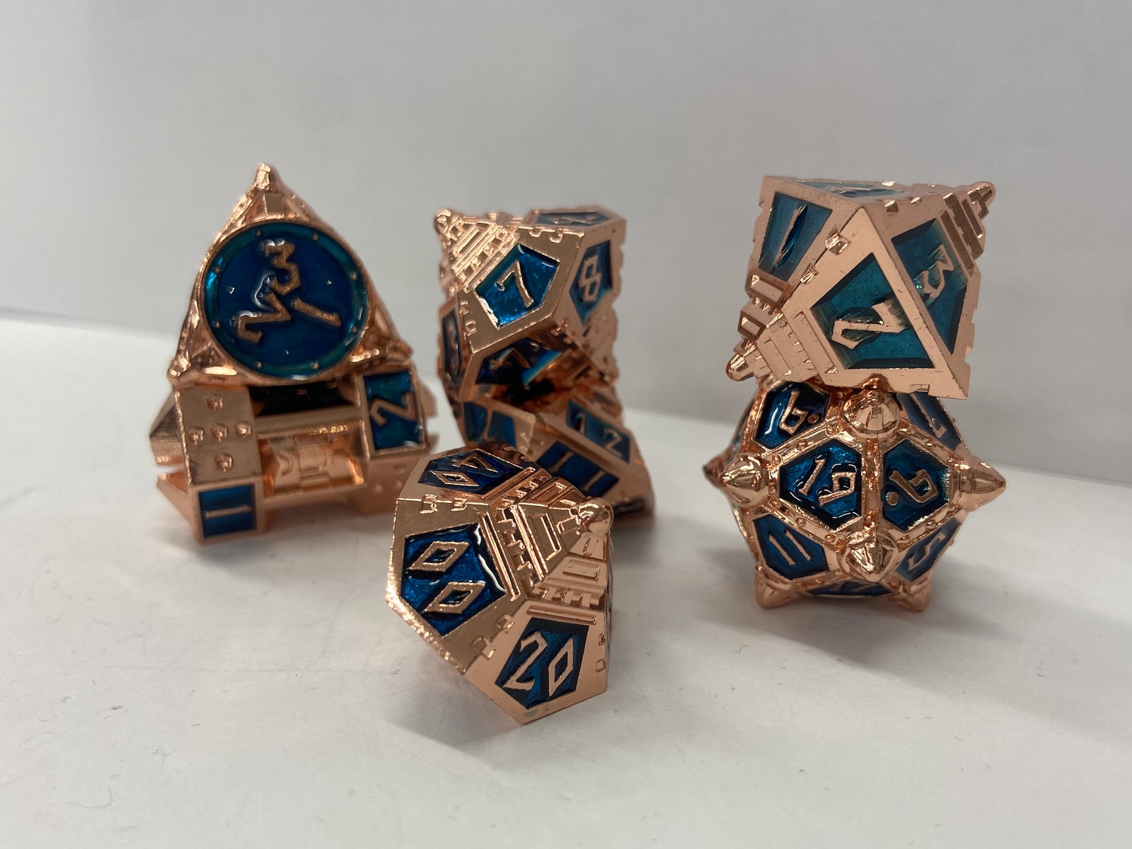 Dice 51: Copper Lit Space - Metal RPG Dice Set