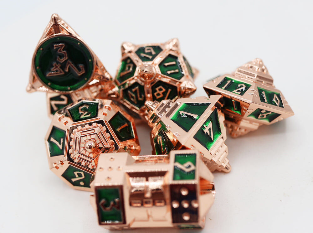 Dice 51: Emerald Meteor Shower - Metal RPG Dice Set