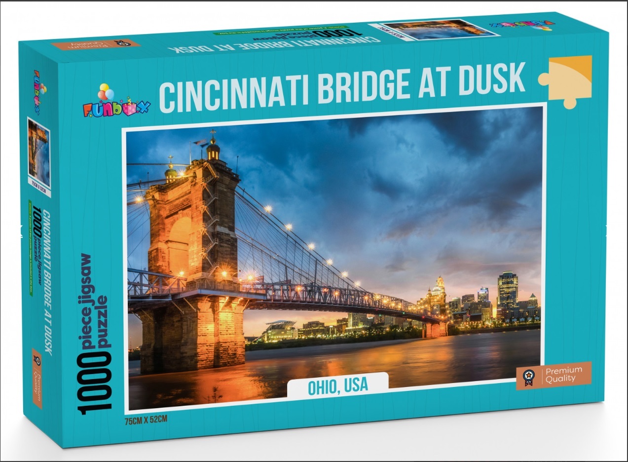 Funbox:  Cincinati Bridge at Dusk 1000pc