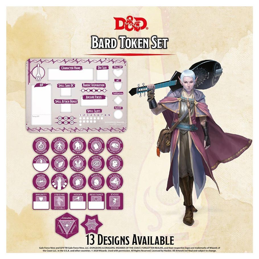 D&D Character Tokens: Bard Token Set