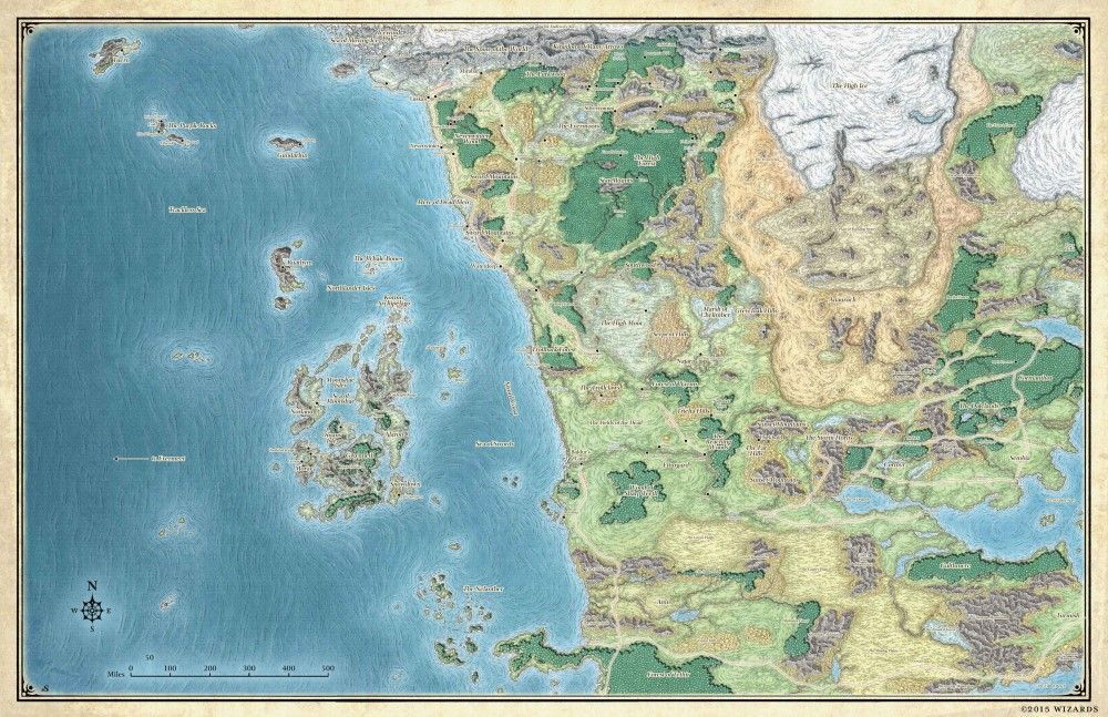 D&D Sword Coast Adventurer's Guide Faerun Map