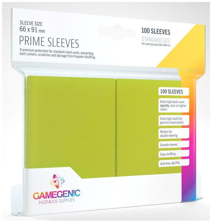 Gamegenic Prime Card Sleeves Lime (66mm x 91mm) (100 Sleeves Per Pack)