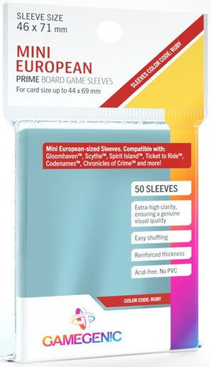 Gamegenic Prime Board Game Sleeves - Mini European-Sized (46mm x 71mm) (50 Sleeves Per Pack)