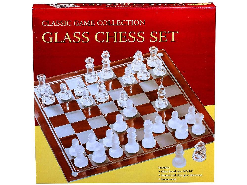 Glass Chess Set 14"