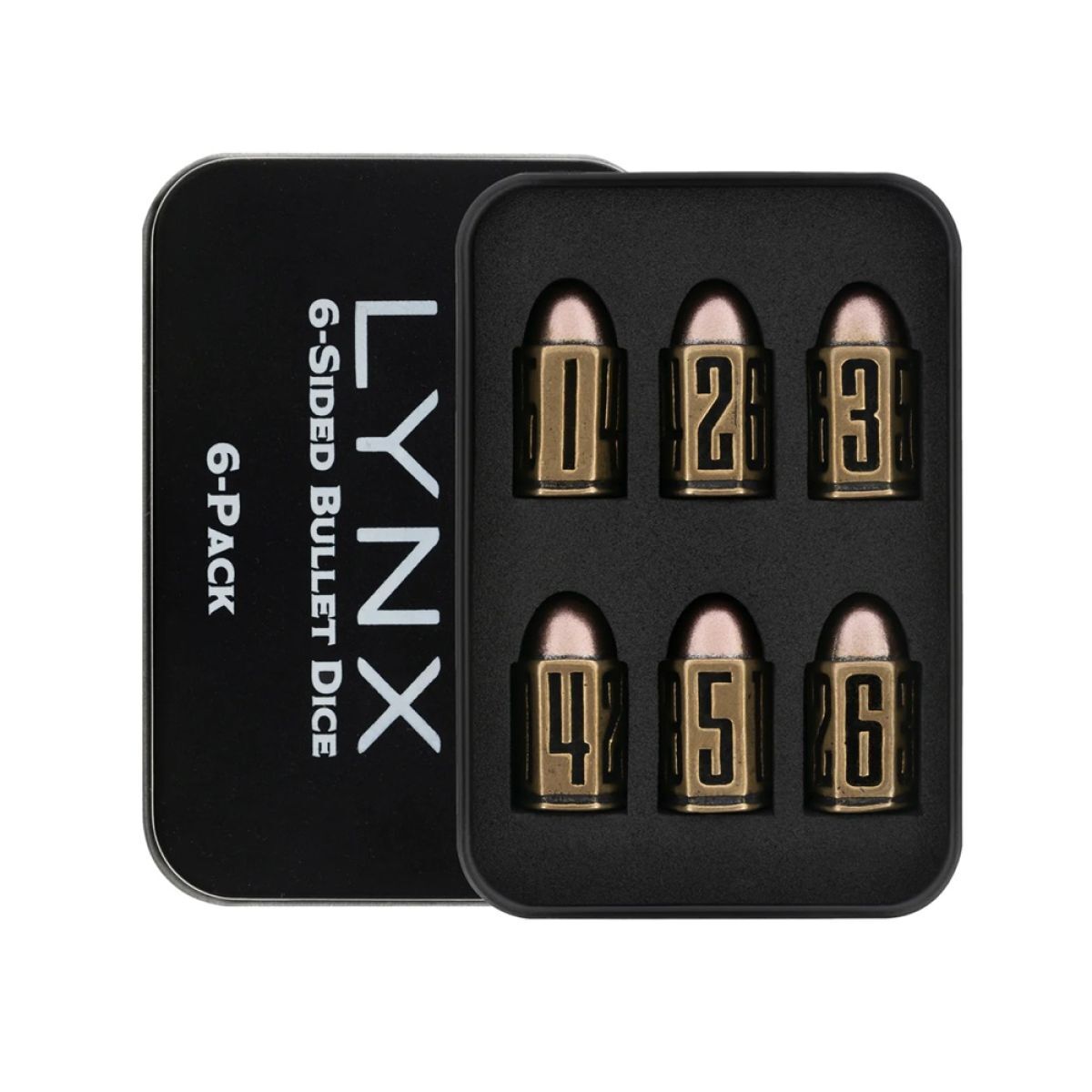 D6 Bullet Dice Set in Brass Metal (6)