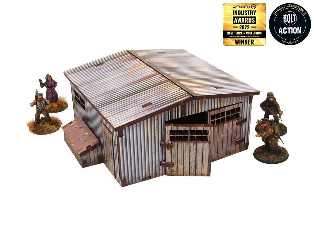 WW2 Normandy Large Tin Shed (Pre-painted 28mm)