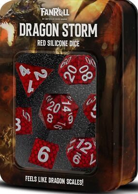16mm Roleplaying Dice Set - Dragon Storm Silicone Red Dragon Scales
