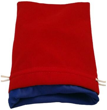 Large Velvet Dice Bag: Red with Blue Satin Lining