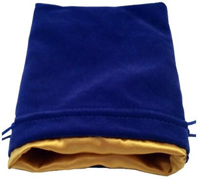 Large Velvet Dice Bag: Blue with Gold Satin Lining