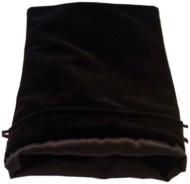 Large Velvet Dice Bag: Black with Black Satin Lining