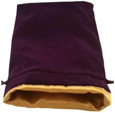 Large Velvet Dice Bag: Purple with Gold Satin Lining