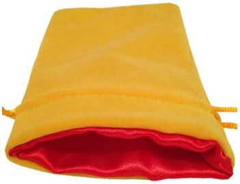 Velvet Dice Bag: Gold with Red Satin Lining