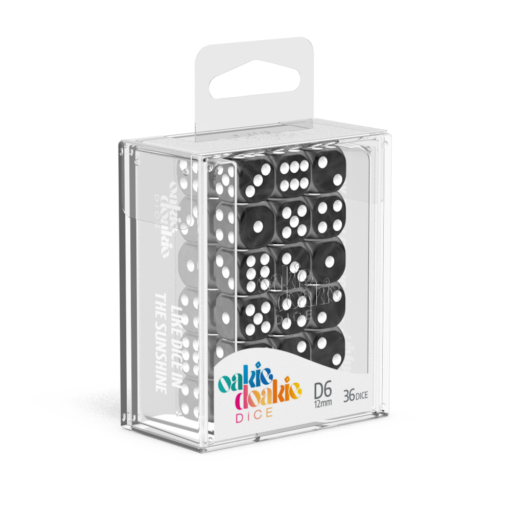12mm D6 Set - Marble - Black (36 dice)  