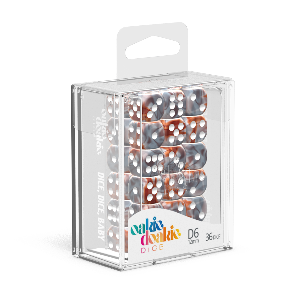 16mm D6 Set - GemiDice - Silver-Rust (12 dice)  