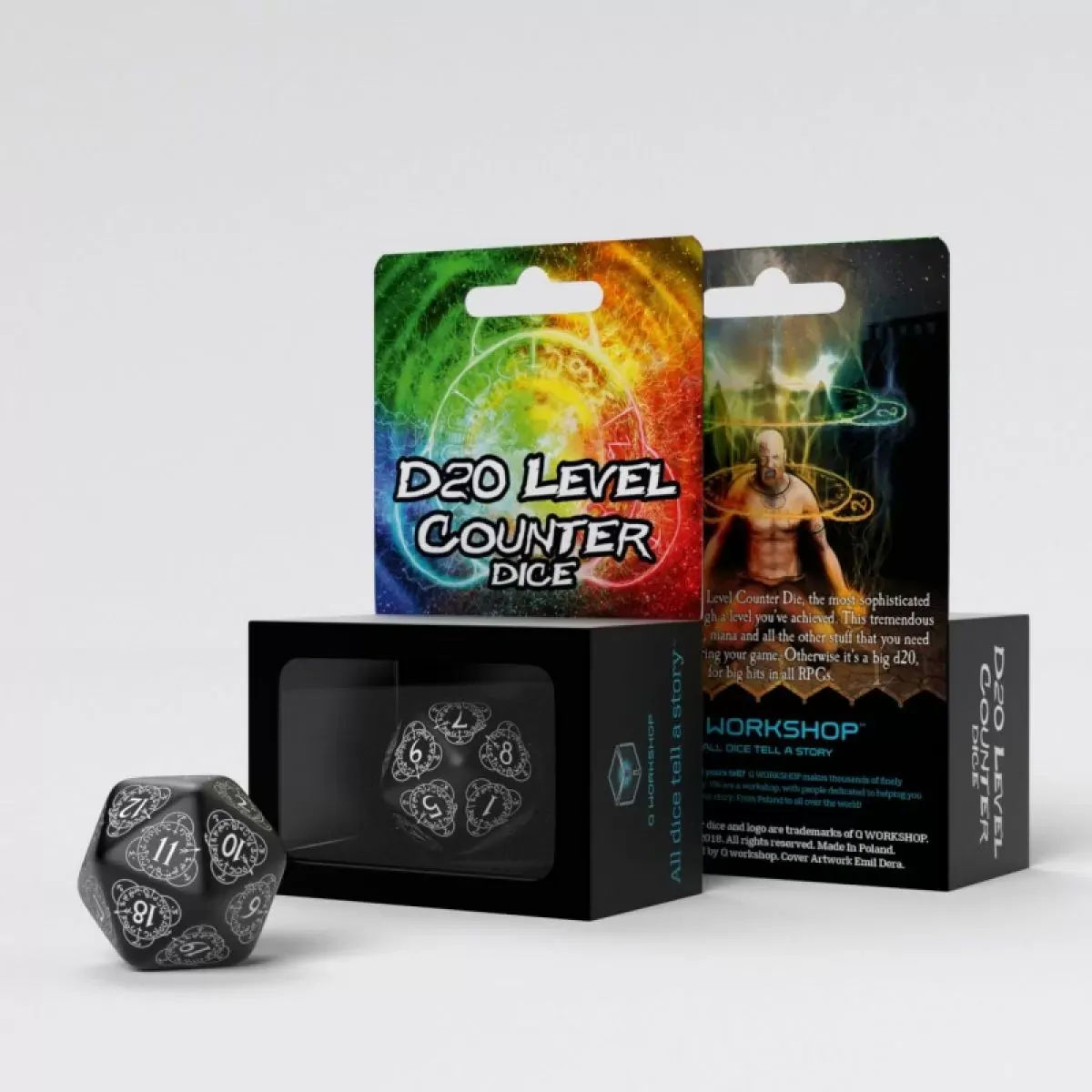 D20 Level Counter Black & White Die (1)