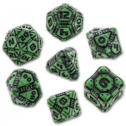 Tech Dice Set: Green and Black (7)