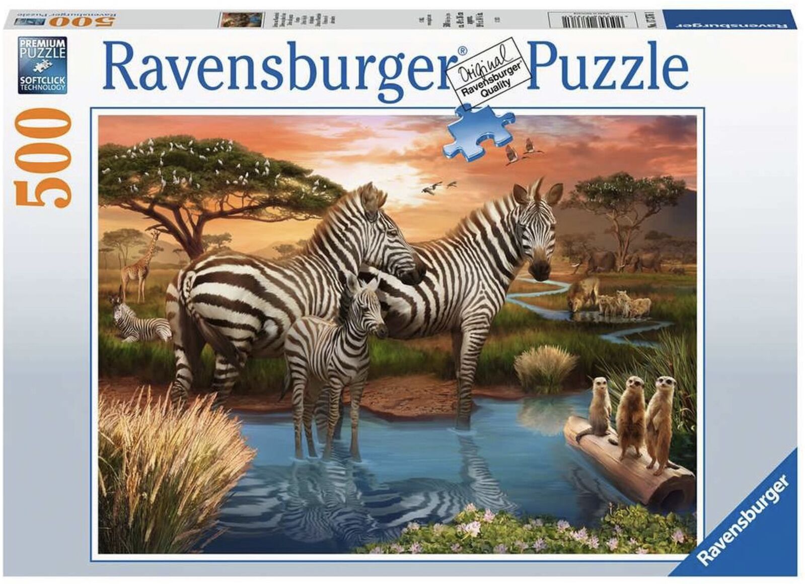 Zebras At Waterhole Jigsaw Puzzle 500pc