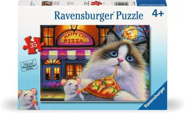 Happy Cat Pizza Jigsaw Puzzle 35pc