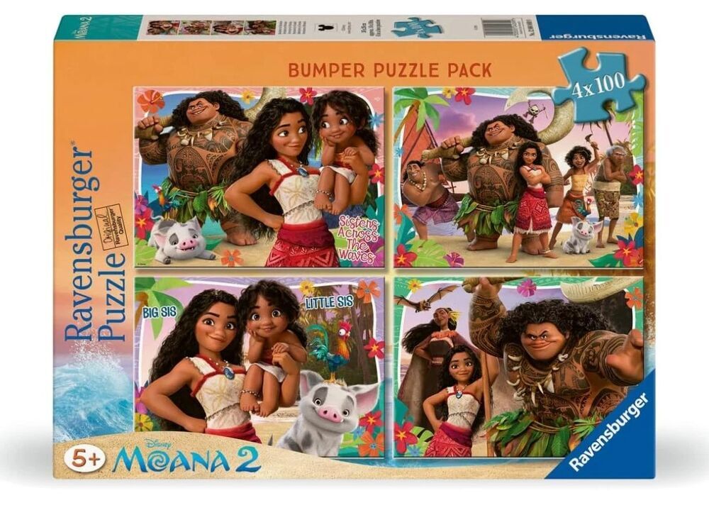 Disney Moana 2 Jigsaw Puzzles Bumper Pack 4x100pc