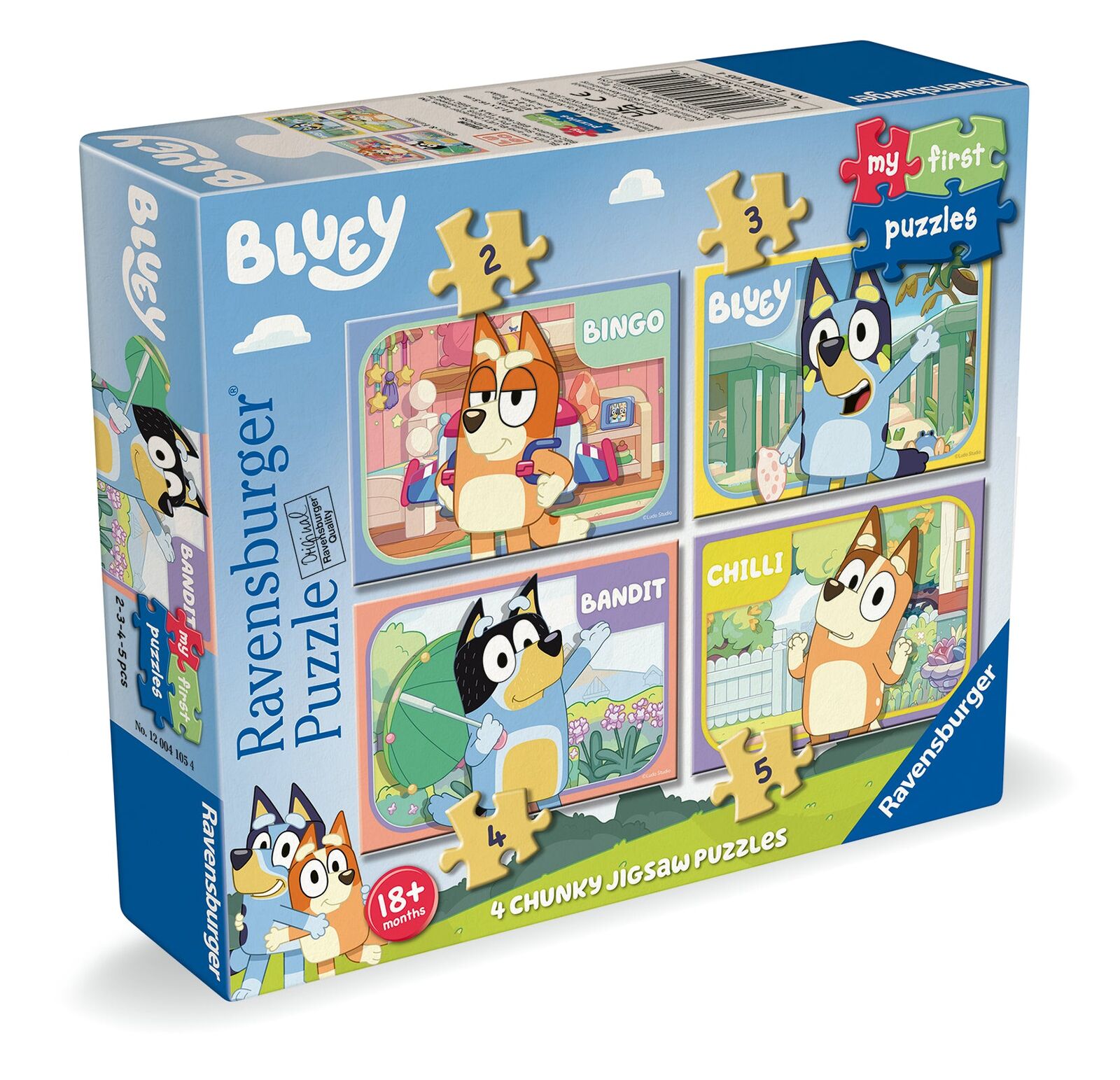 Bluey My First 4 In A Box Jigsaw Puzzles 2/3/4/5pc