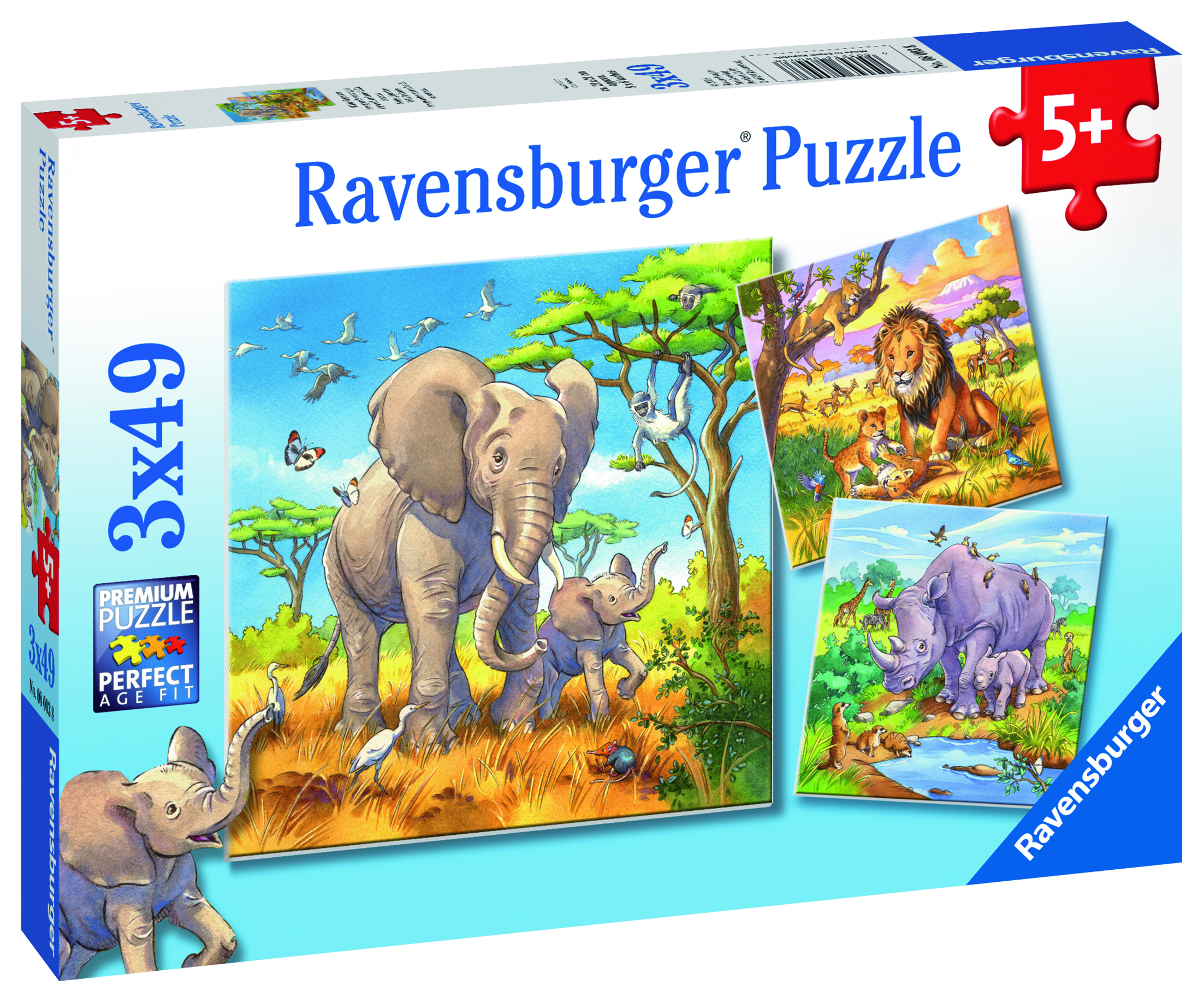 Ravensburger: Wild Animals Puzzle 3x49pc