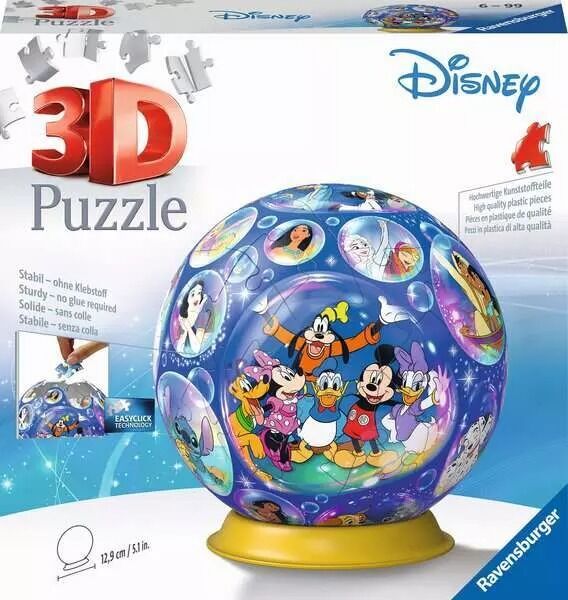 3D Puzzleball Disney Characters Jigsaw Puzzle 72pc