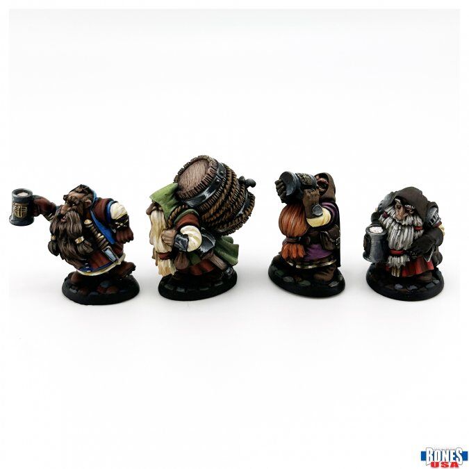 Reaper: Bones USA: Townsfolk: Dwarven Brewmeister and Patrons (4)