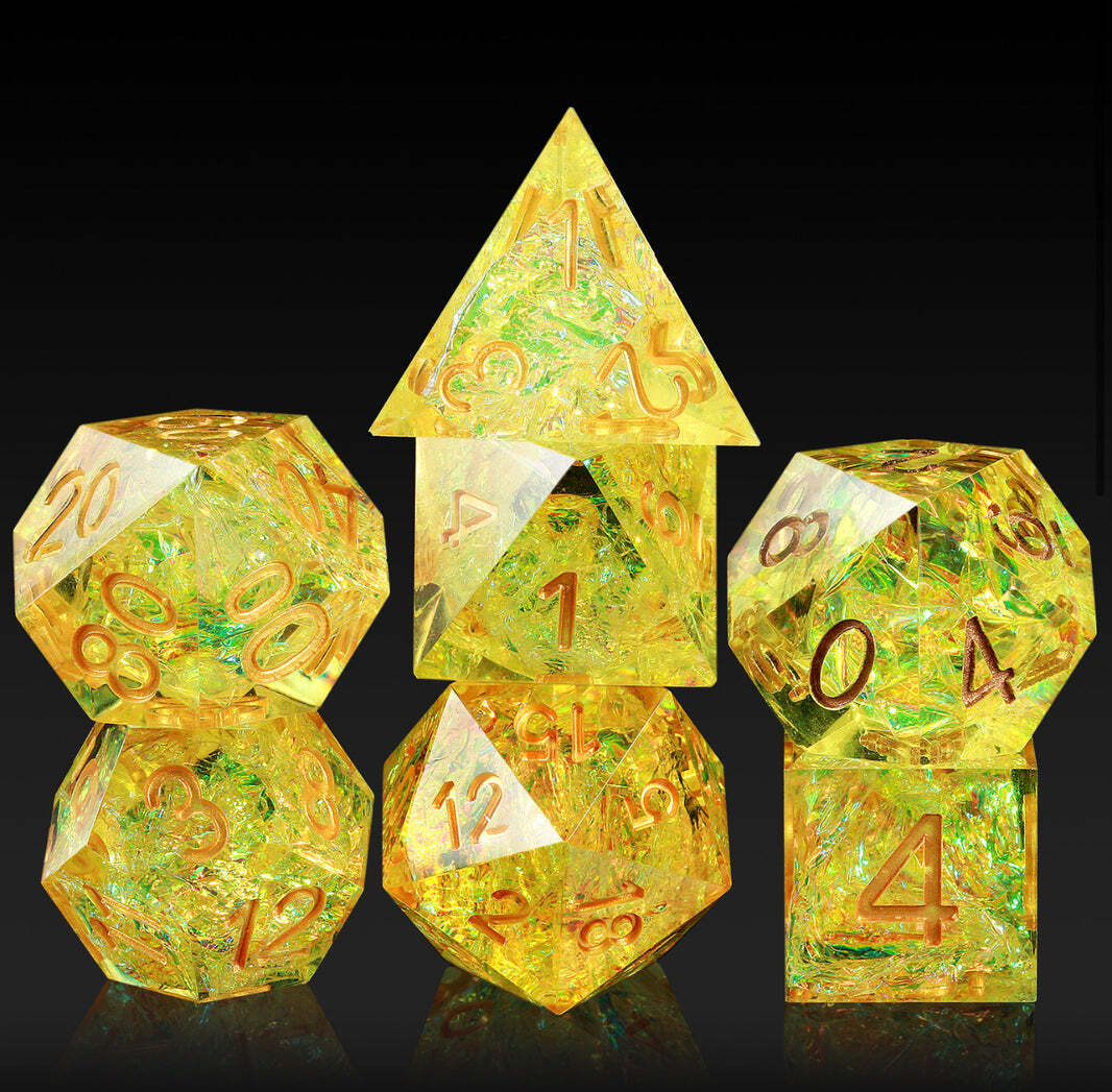 Aussiecard: Sharp Point Resin Dice: Yellow