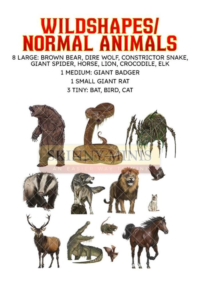 Skinny Minis: Wildshapes / Normal Animals
