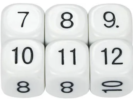 Opaque 16mm D6 Faces "7-12" - White (1)