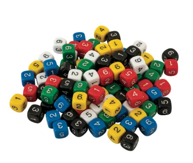 Numbered Dice - Single Opaque 16mm D6 Dice - Random Colour