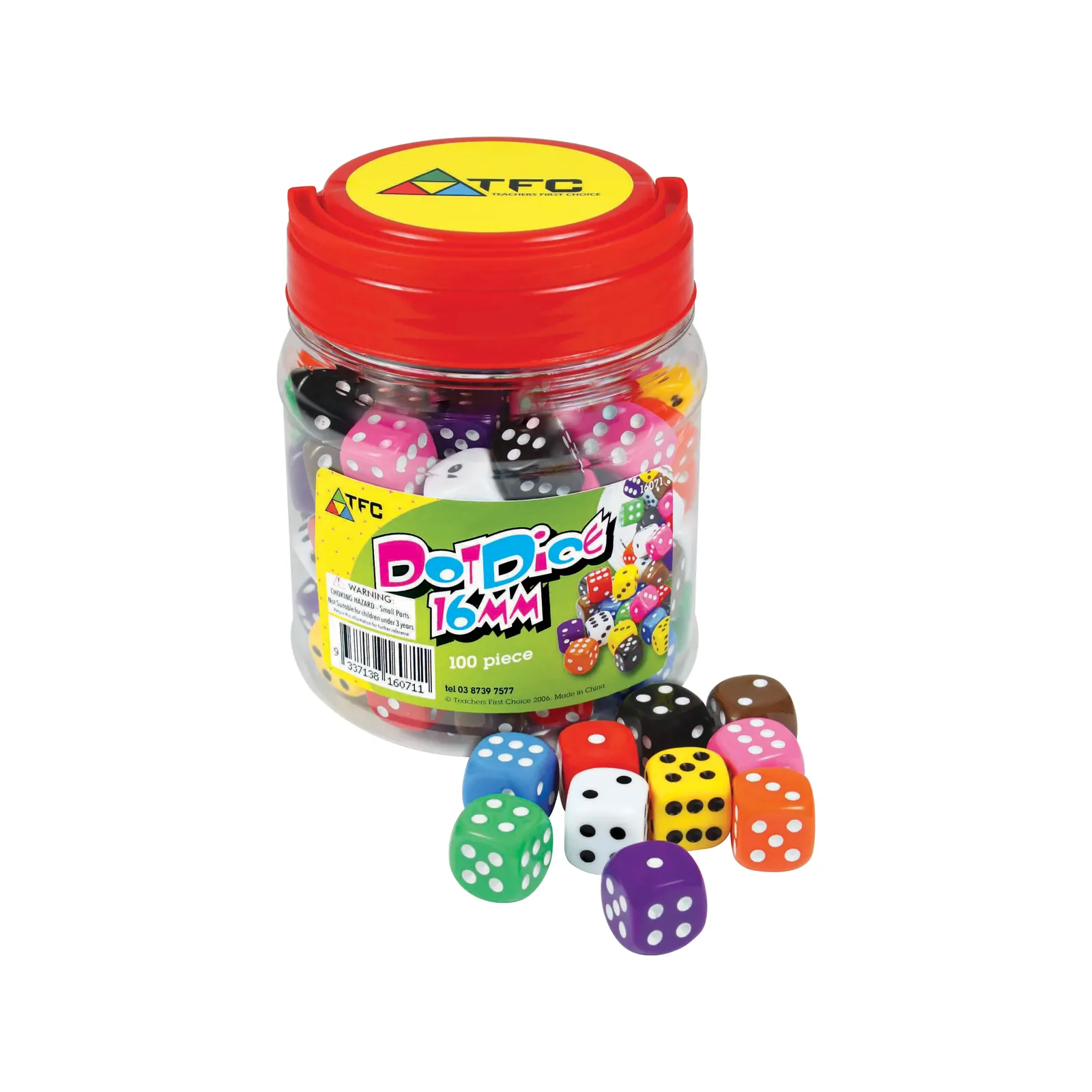 Dot Dice - Single Opaque 16mm D6 Dice - Random Colour