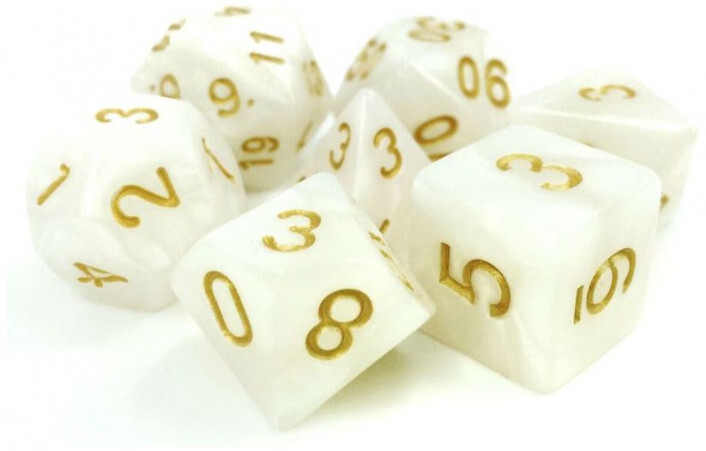 TMG RPG Dice - Divine Light White Pearl Opaque Set (7)