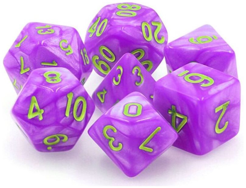 TMG RPG Dice: Mana Miasama Purple Pearl Opaque Set (7)
